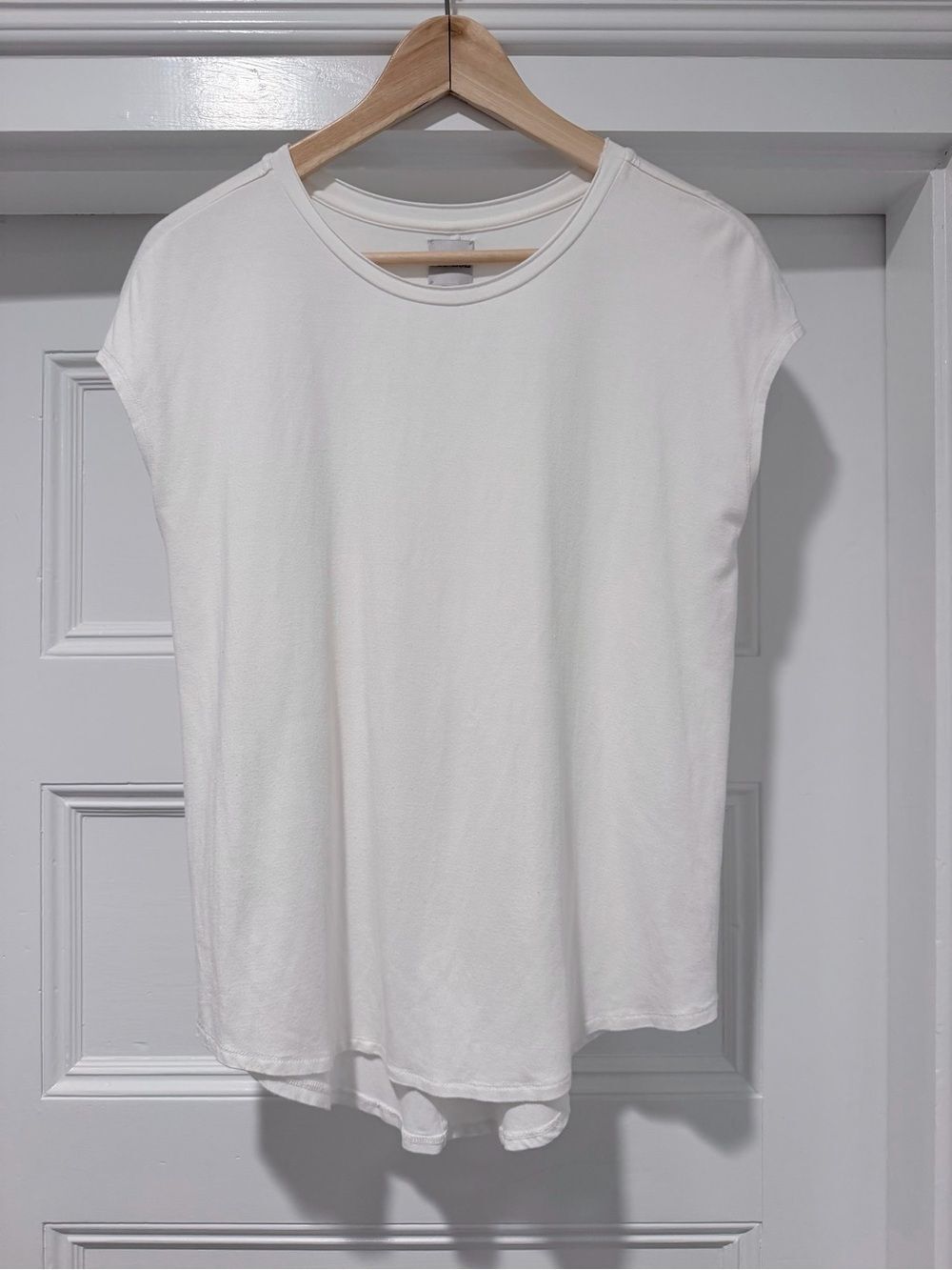 Nic+Zoe White Cap-Sleeve Crewneck Tee